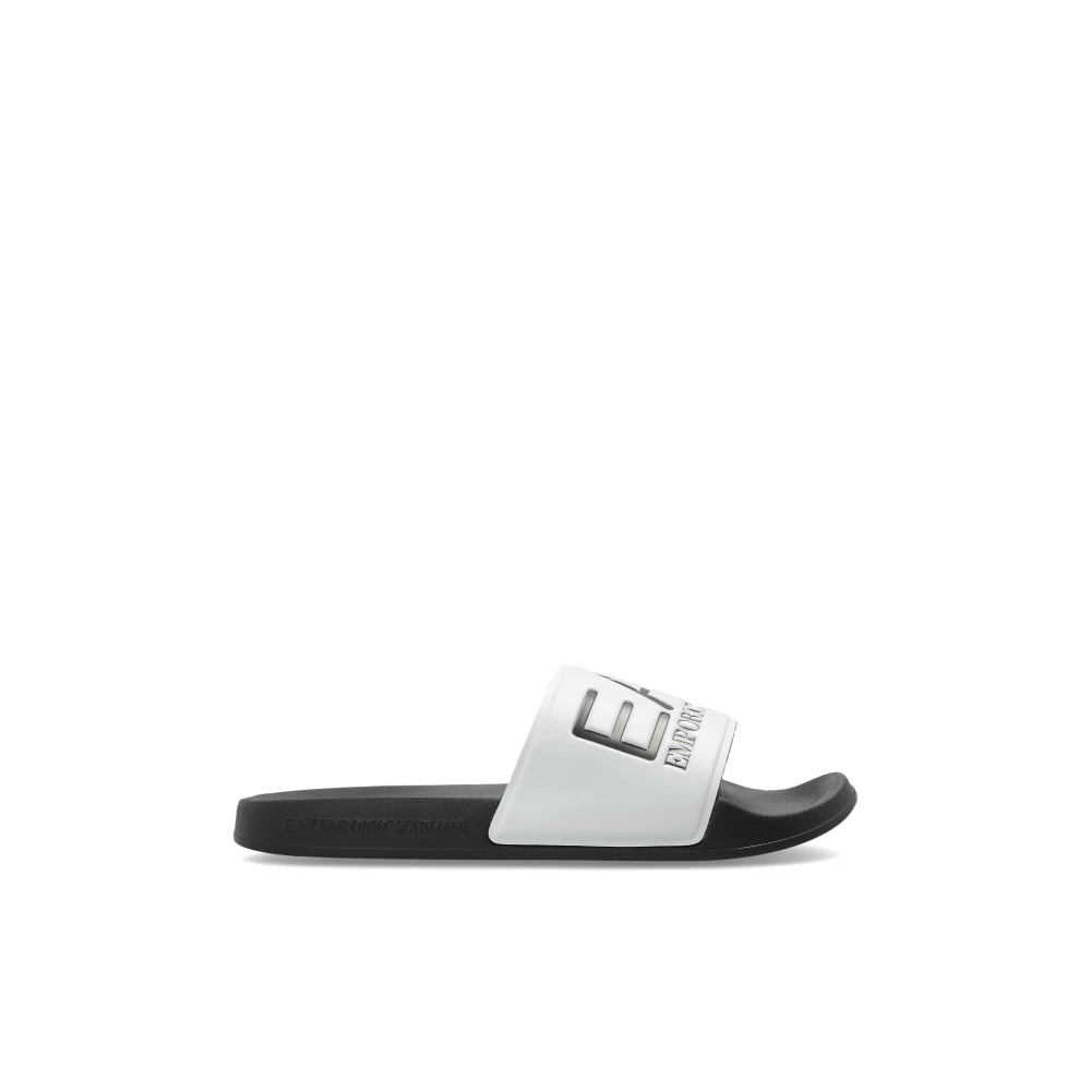 Emporio Armani Ea7 Herren Weiß - Logo Slides - Shoes - 42 Eu