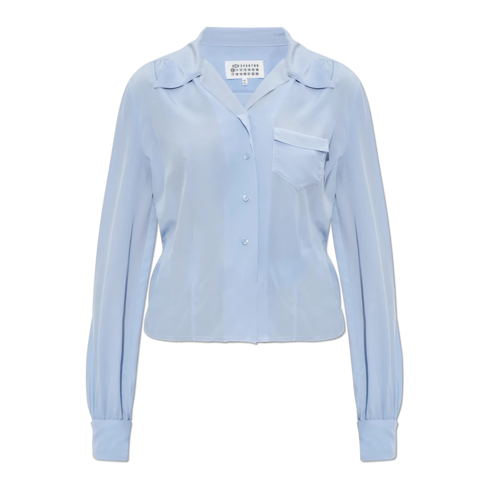 Maison Margiela Damen Blau - Langärmeliges Seidenhemd - Blouses & Shirts - 3XS