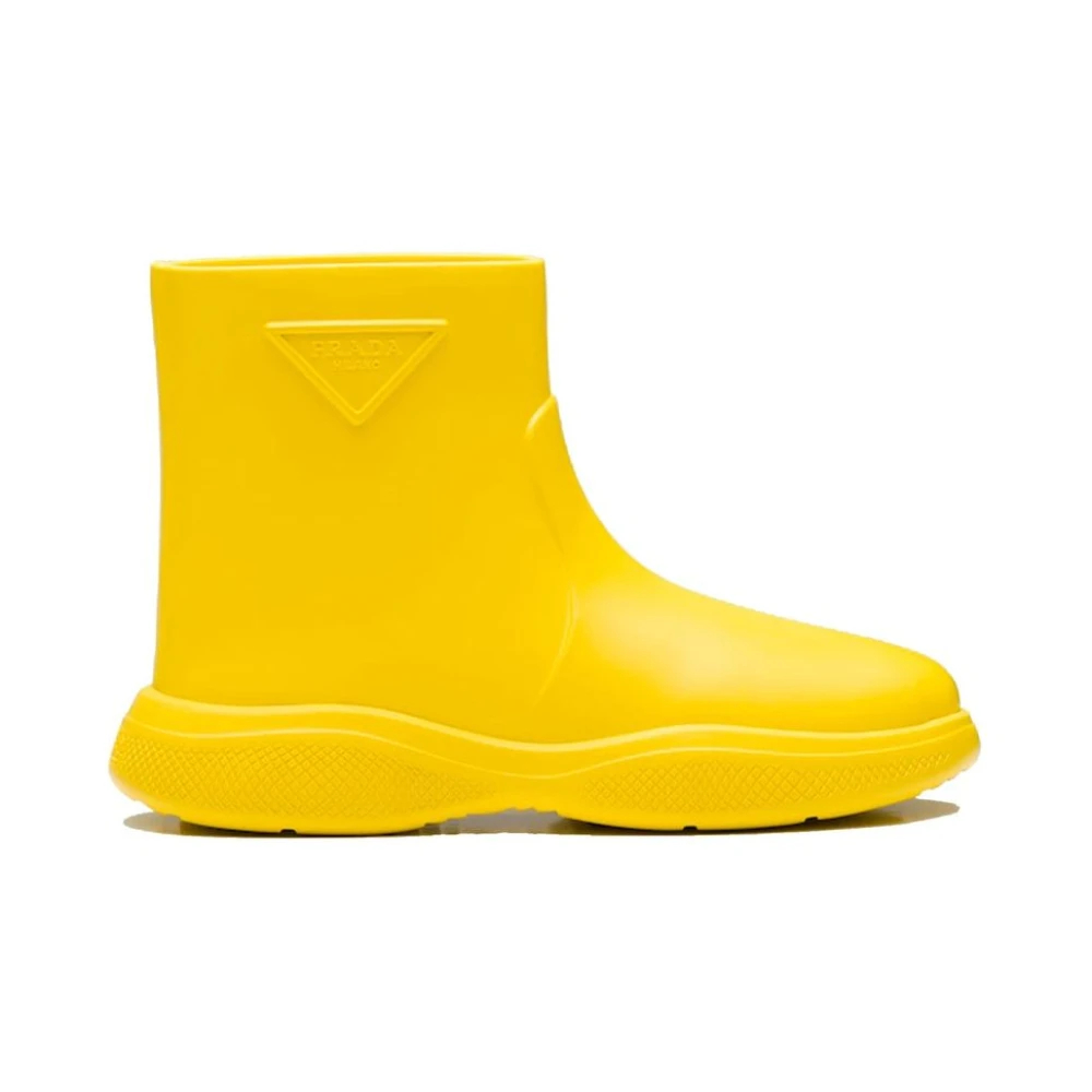 Prada Damen Gelb - Logo Gummistiefel - Shoes - 39 Eu