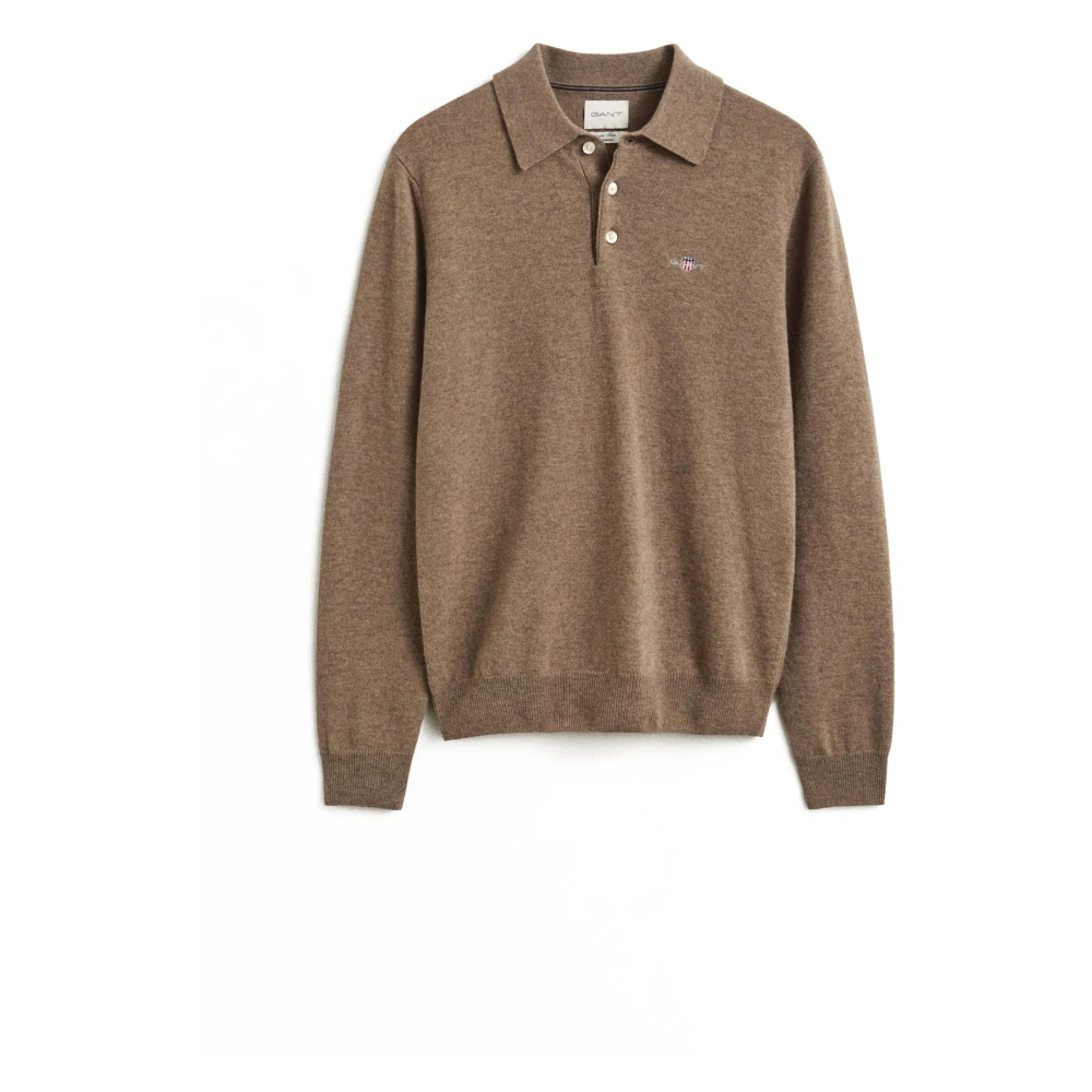 Gant Herren Braun Für 8060109 Polo-Pullover Aus Wolle In Hell (L), Klassisch, Langarm - Bild 9