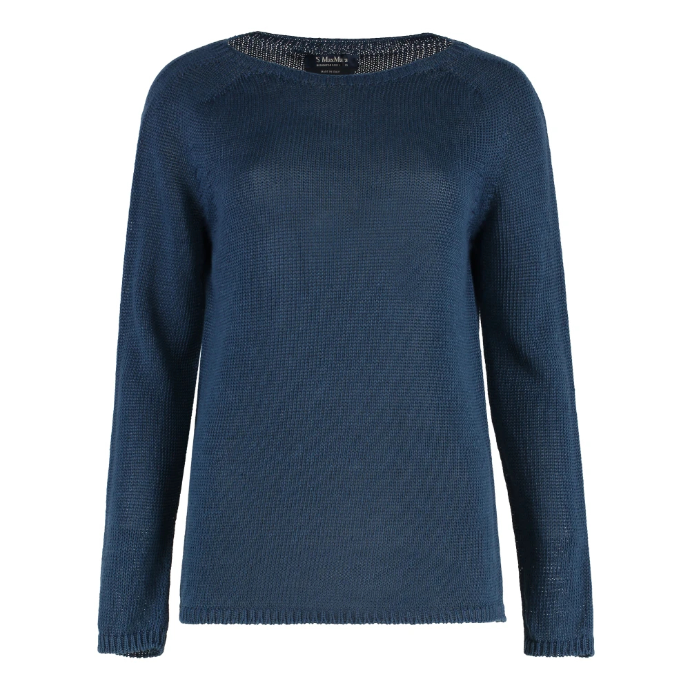 Max Mara Damen Blau - Gerippter Leinenpullover - Knitwear - L