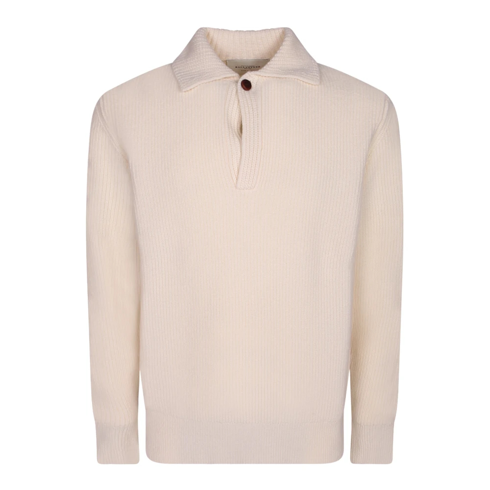 Ballantyne Herren Weiß - Langärmliger Polo-Pullover - Tops - M