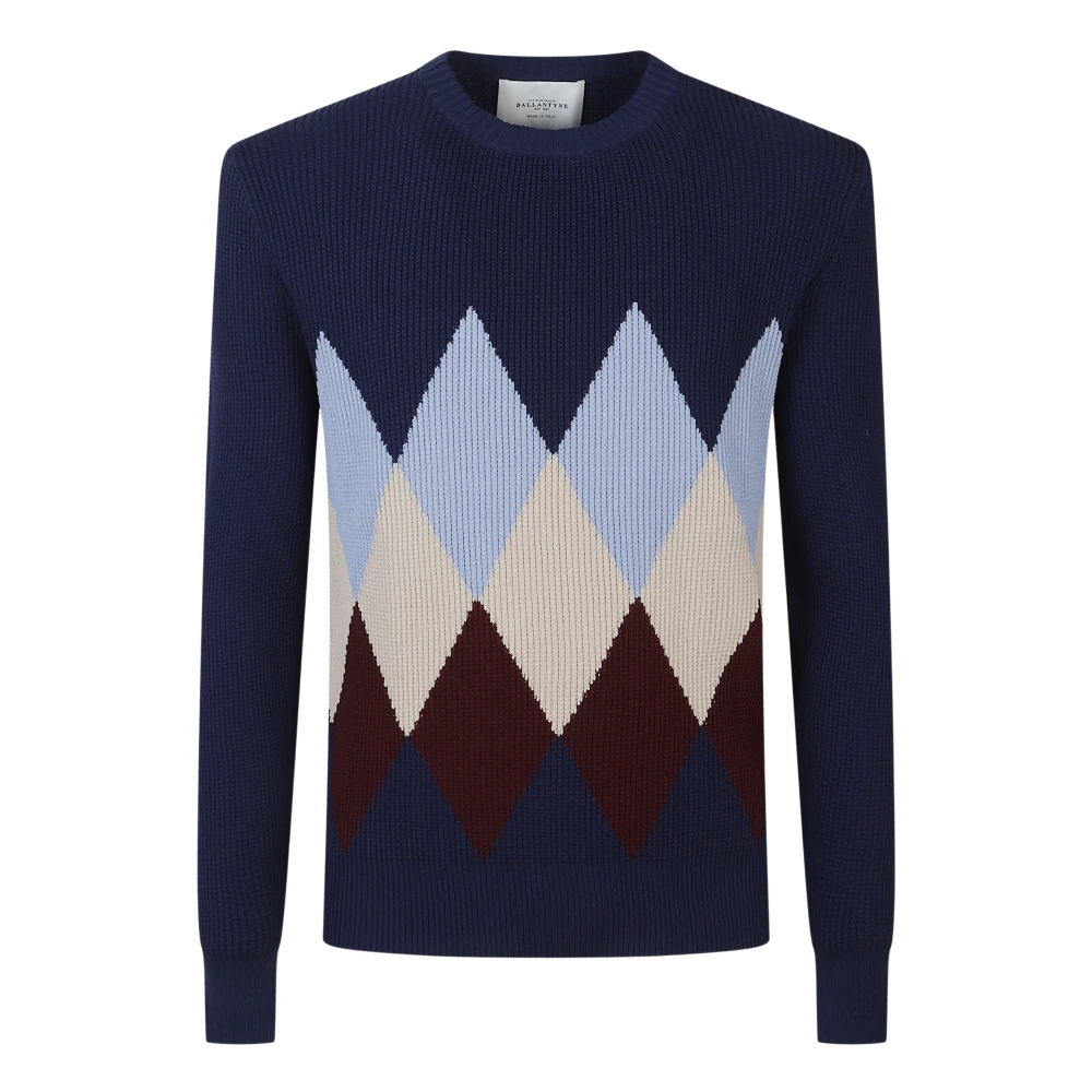 Ballantyne Herren Blau - R Neck Pullover - Knitwear - 3XL