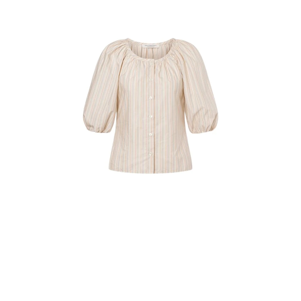 Philosophy Di Lorenzo Serafini Damen Beige - Gestreiftes Baumwollhemd - Blouses & Shirts - S