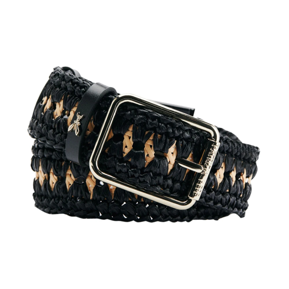 Patrizia Pepe Damen Schwarz - Geflochtener Bastgürtel - Accessories - K - S