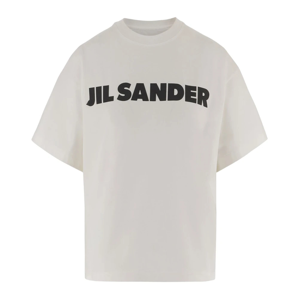Jil Sander Damen Weiß - Baumwoll-T-Shirt Mit Logo - Tops - S