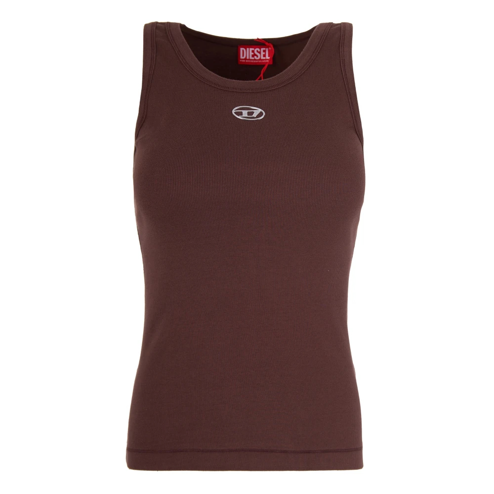 Diesel Damen Braun - Geripptes Stretch-Baumwoll-Top - Tops - S