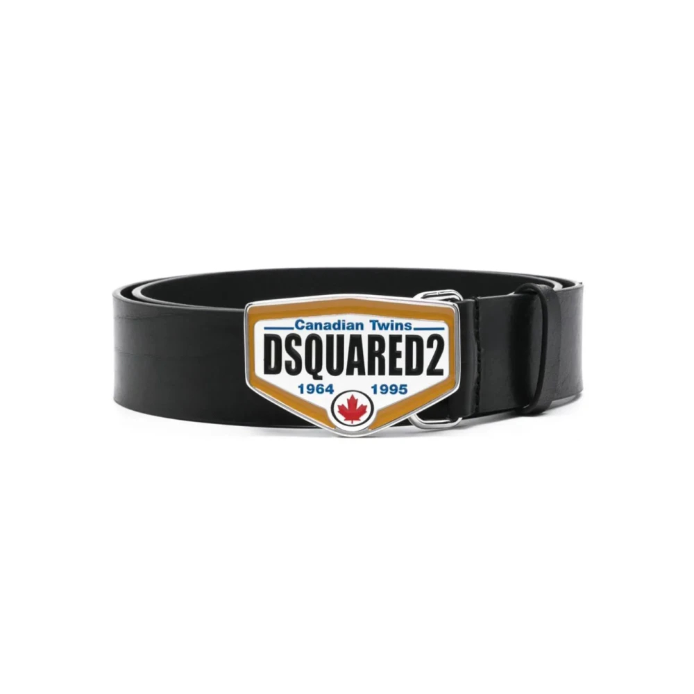 Dsquared2 Herren Schwarz - Leather Twins Gürtel - Accessories - K - 100 Cm