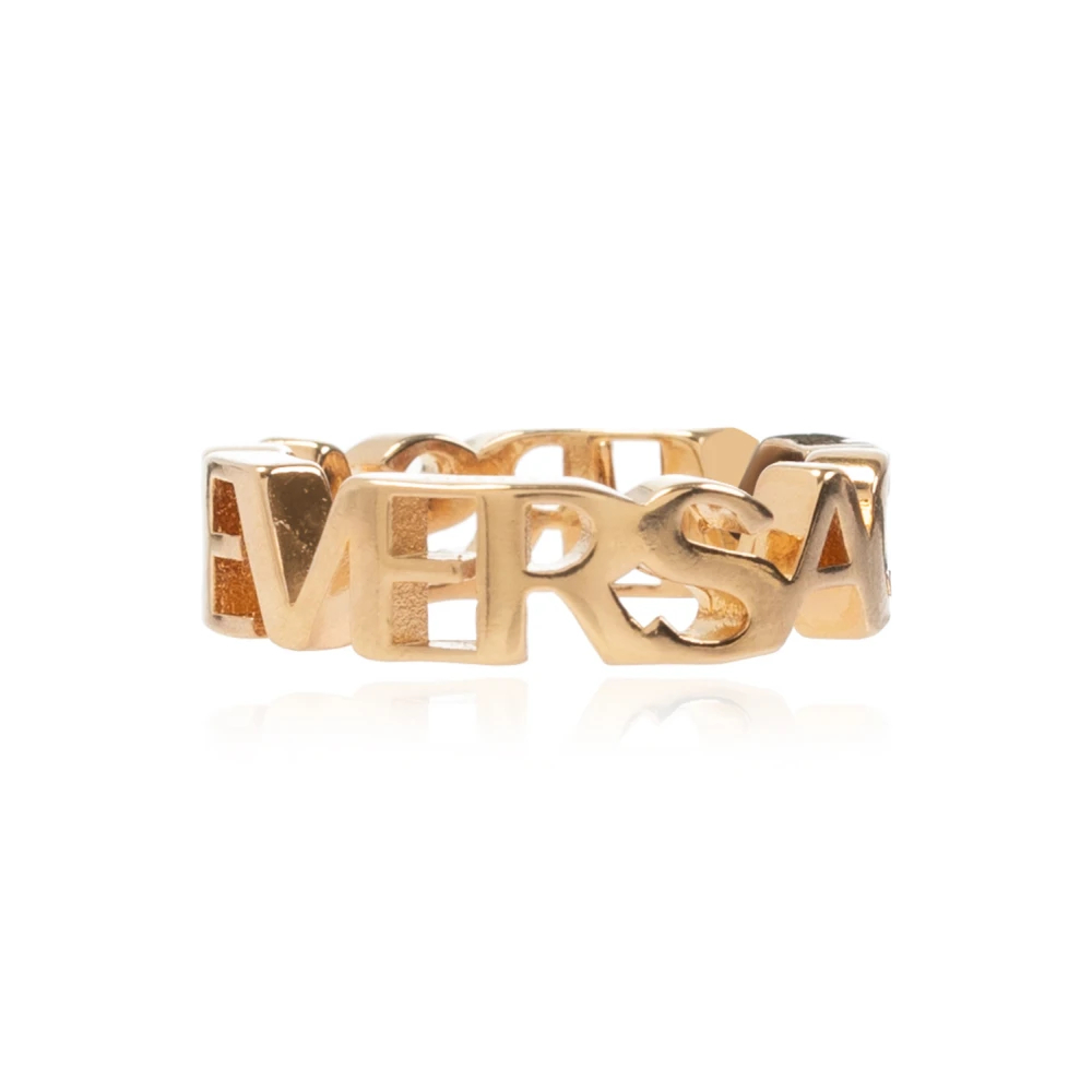 Versace Damen Gelb - Ring Mit Logo - Accessories - 58 Mm