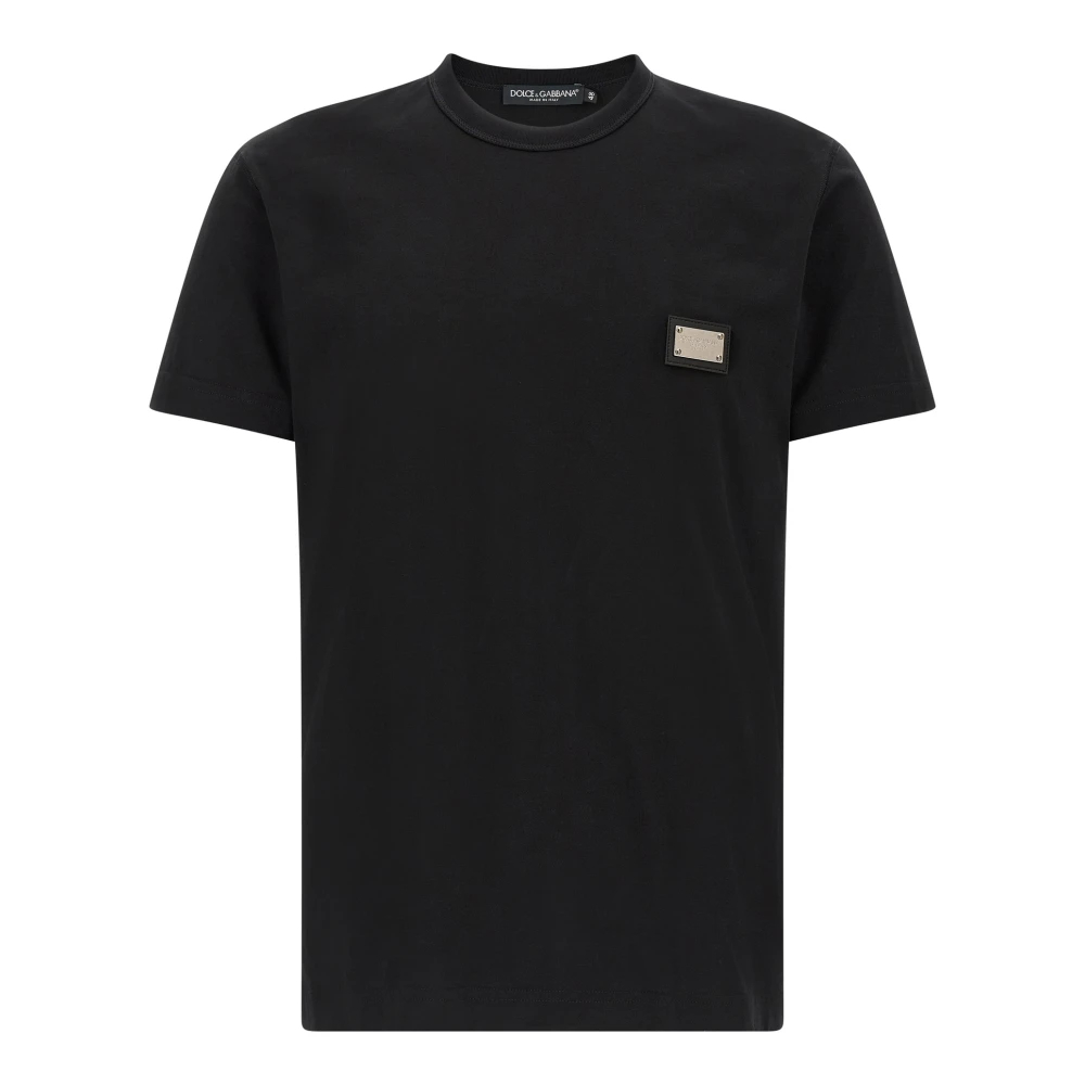 Dolce & Gabbana Herren Schwarz - Logo-Plaketten T-Shirt - Tops - K - 3XL
