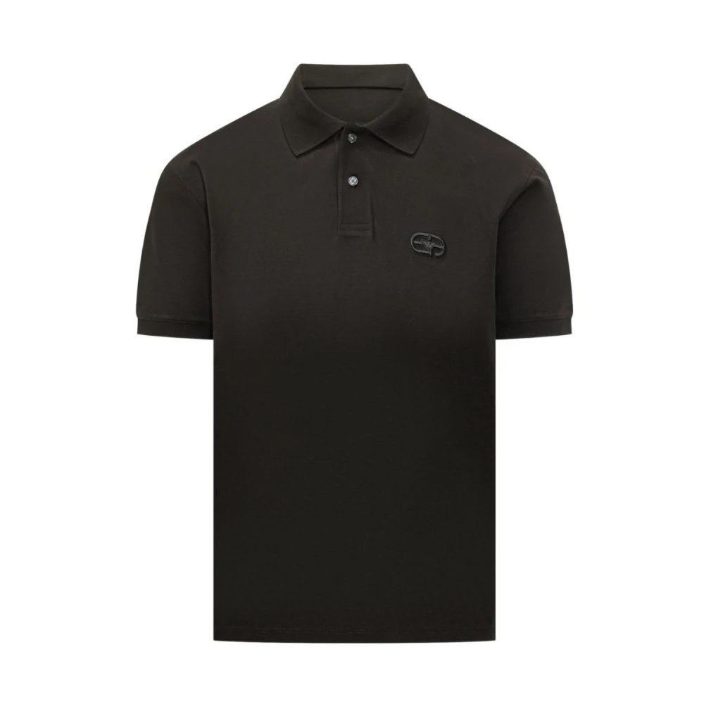 Emporio Armani Herren Schwarz - Logo-Patch Polohemd - Tops - K - 2XL