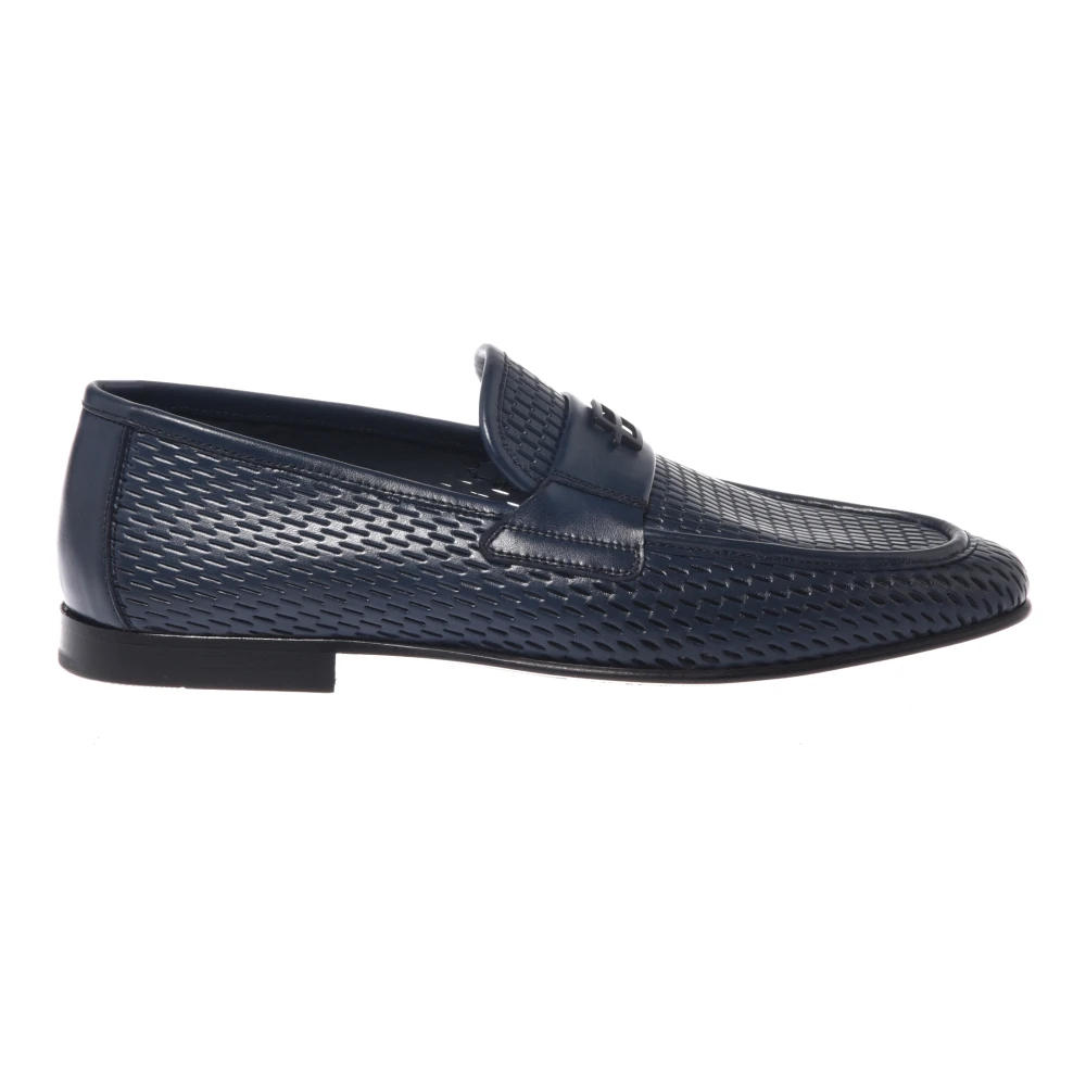 Baldinini Herren Blau - Perforated Leather Loafer - Shoes - 41 Eu