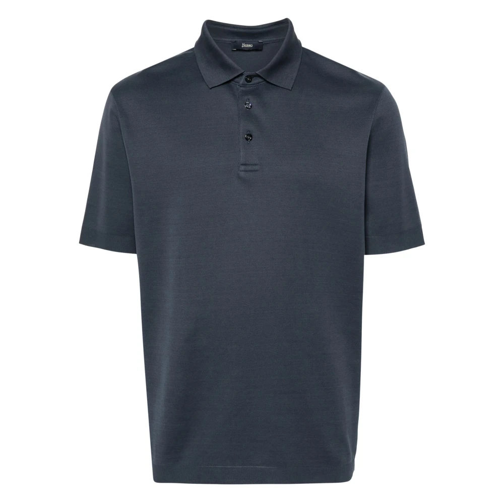 Herno Herren Blau - Gestricktes Baumwoll-Poloshirt - Tops - S