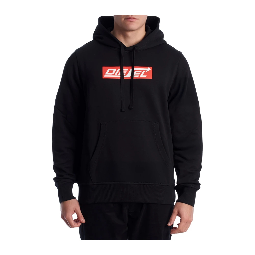 Diesel Herren Schwarz - Logo Hoodie - Sweatshirts & Hoodies - K -S