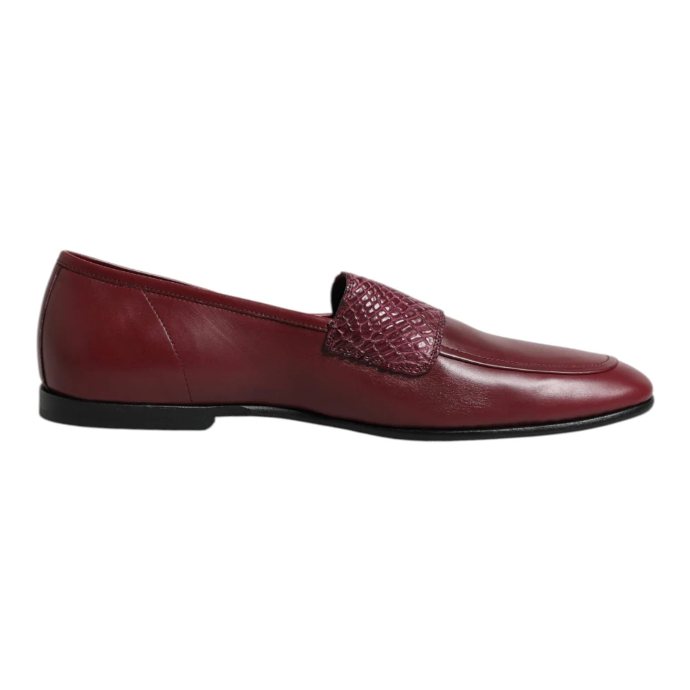 Dolce & Gabbana - Burgunder Leder Slip-On Schuhe Mit Kaiman-Details - Shoes - Herren - Rot - 40 Eu - Bild 5
