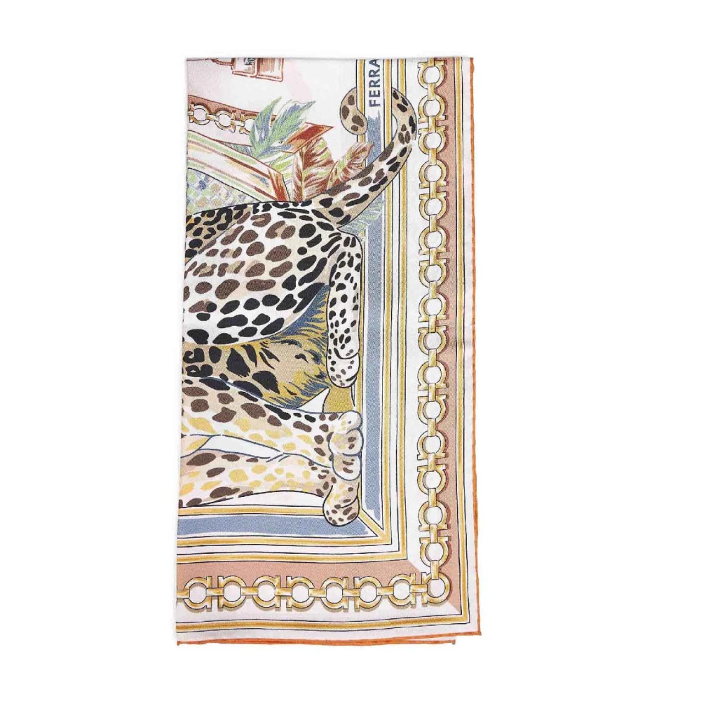 FERRAGAMO | Ivory and orange Felini-print silk scarf | female | PZ - Bild 7