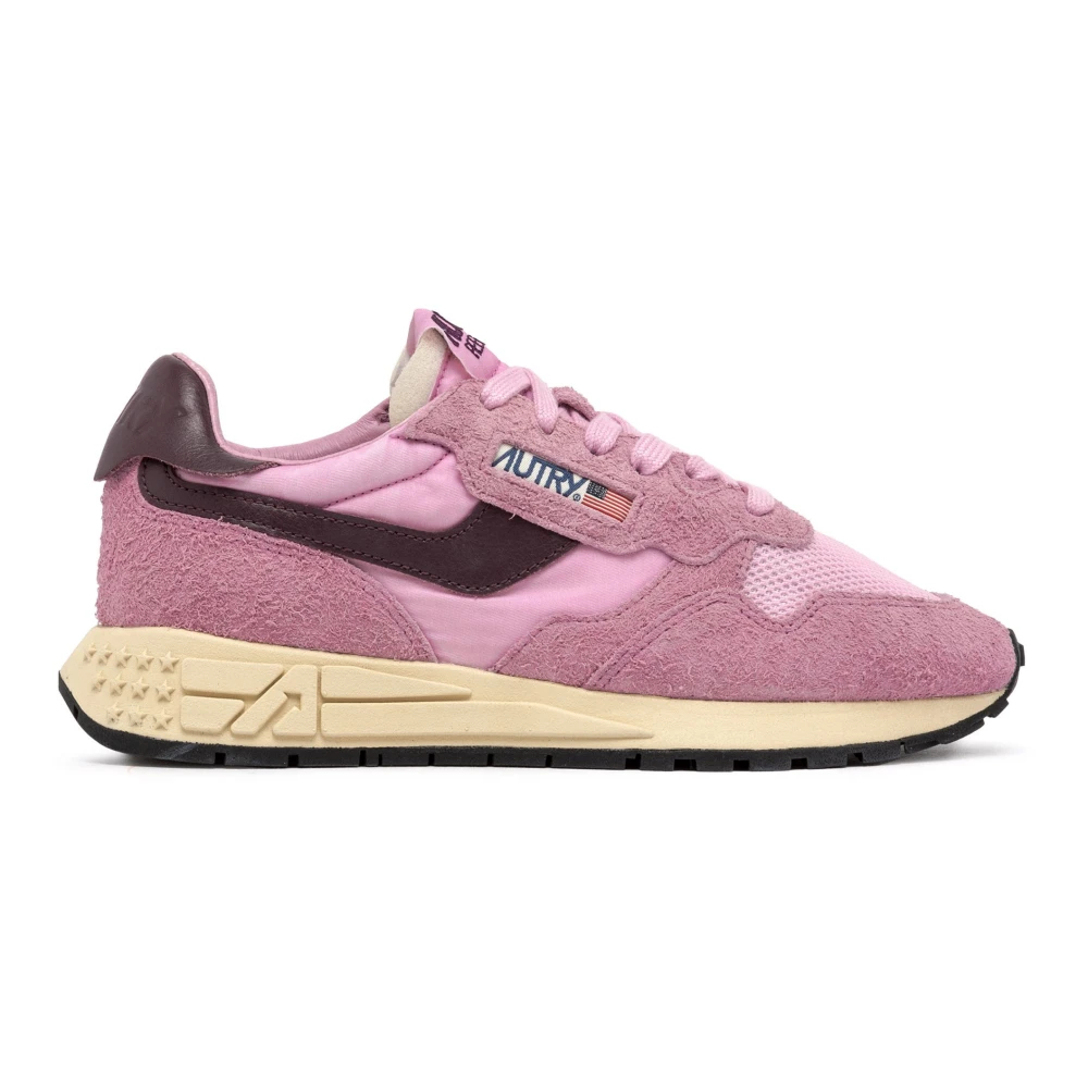 Autry Damen Rose Autry_w Reelwind Low Aus Rosa Nylon Und Wildleder Mit Burgunderrotem_rose_37 Eu_frau - Bild 4