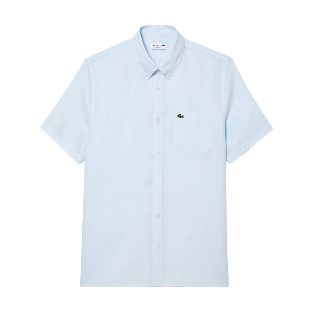Lacoste Herren Blau - Hellblaues Leinenhemd - Shirts - Xl