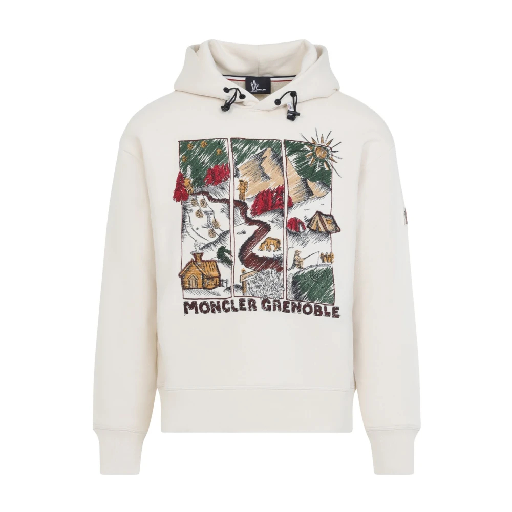 Grenoble Hoodie Aus Baumwollmischung Mit Berglandschaftsmotiv für Herren in Weiss in Größe: M, Moncler - Bild 2