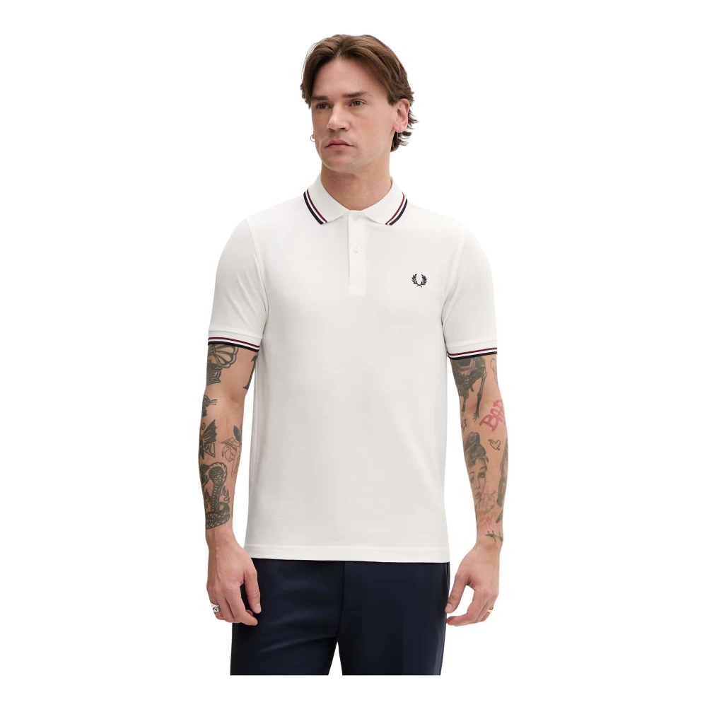 Fred Perry Herren Weiß Polo-Shirt Twin Tipped - Bild 15