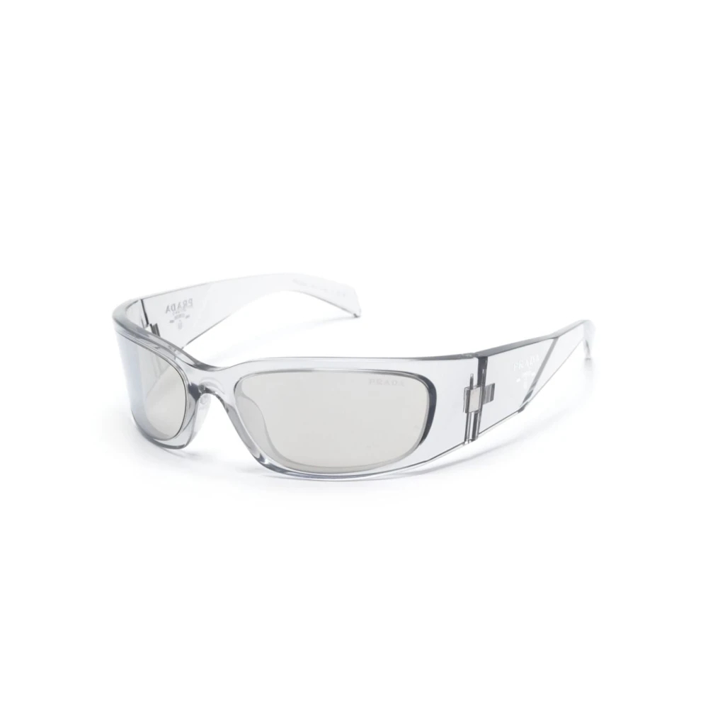 Prada Herren Hellgrau Verspiegelt Silber Mann Sunglass Pr A19s - Rahmenfarbe: Grau Transparent, Linsenfarbe: - Bild 4