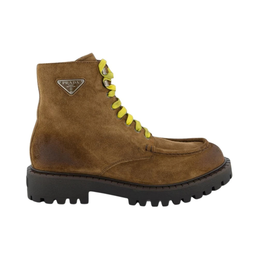 Prada Aged Suede Lace-Up Ankle Boots - Bild 5