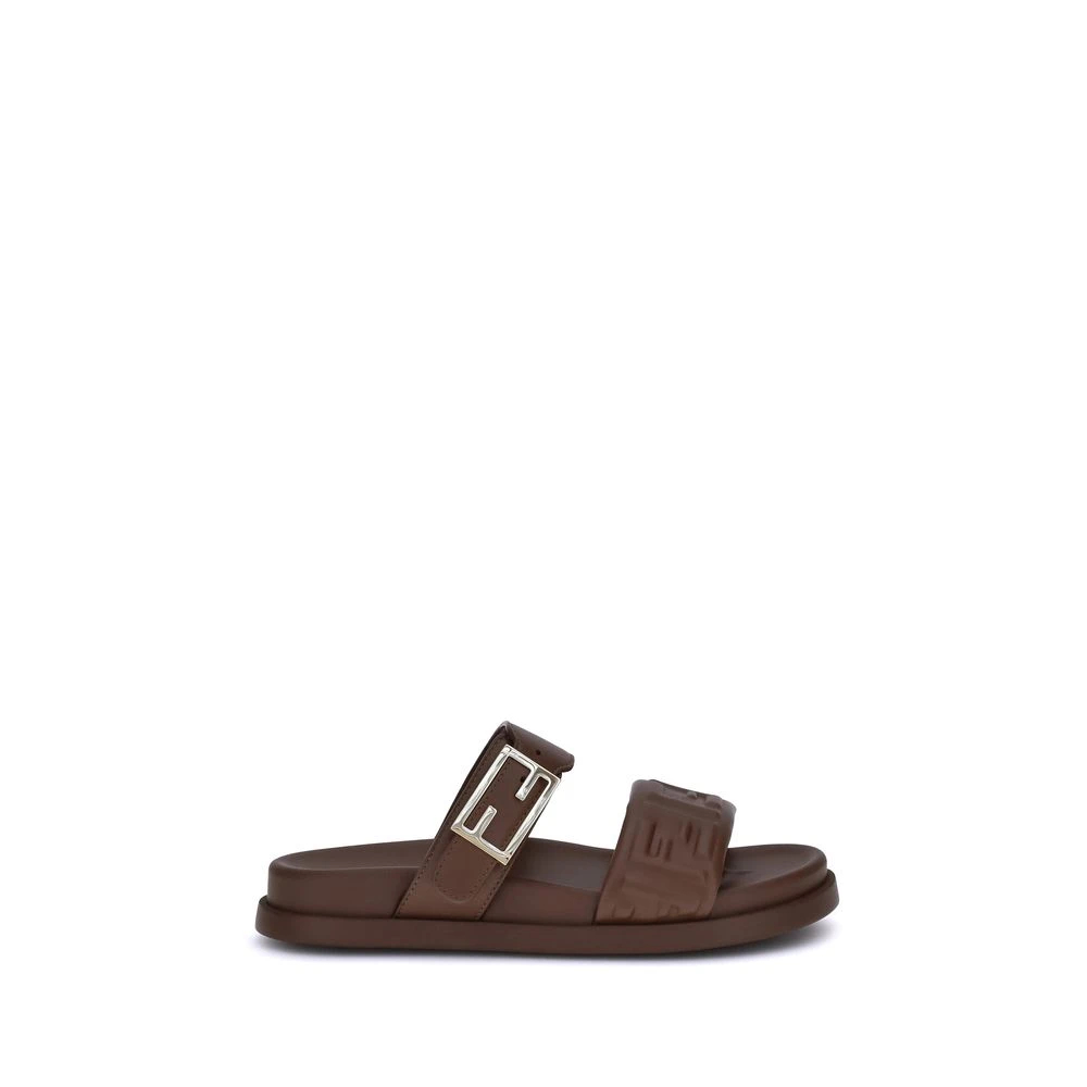 Fendi Damen Braun - Ikonoische Ff-Detail-Ledersandalen - Shoes - 36 1/2 Eu