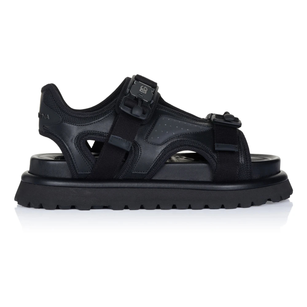 Dolce & Gabbana, Herren, Sandalen, Black Logo Detailed Men Chunky Sandals Shoes, Schwarz, (45) - Bild 5