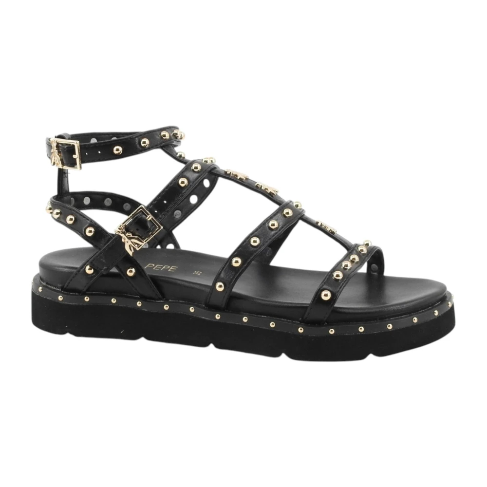 Patrizia Pepe Damen Schwarz - Flache Sandalen - Shoes - K - 38 Eu