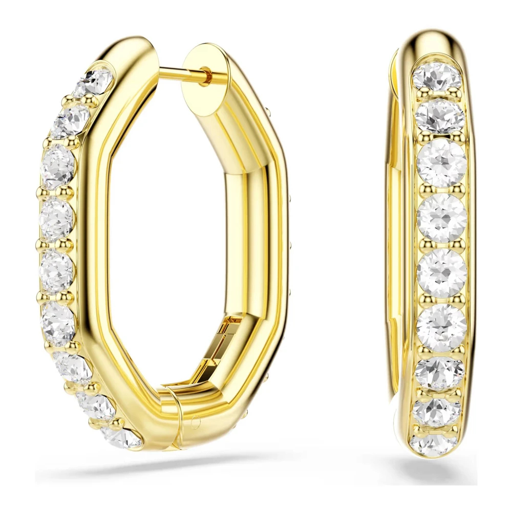 Swarovski Dextera Kreolen, Achteckform, Rundschliff, Mittel, 18K Goldbeschichtet Weiß Mittel - Bild 7