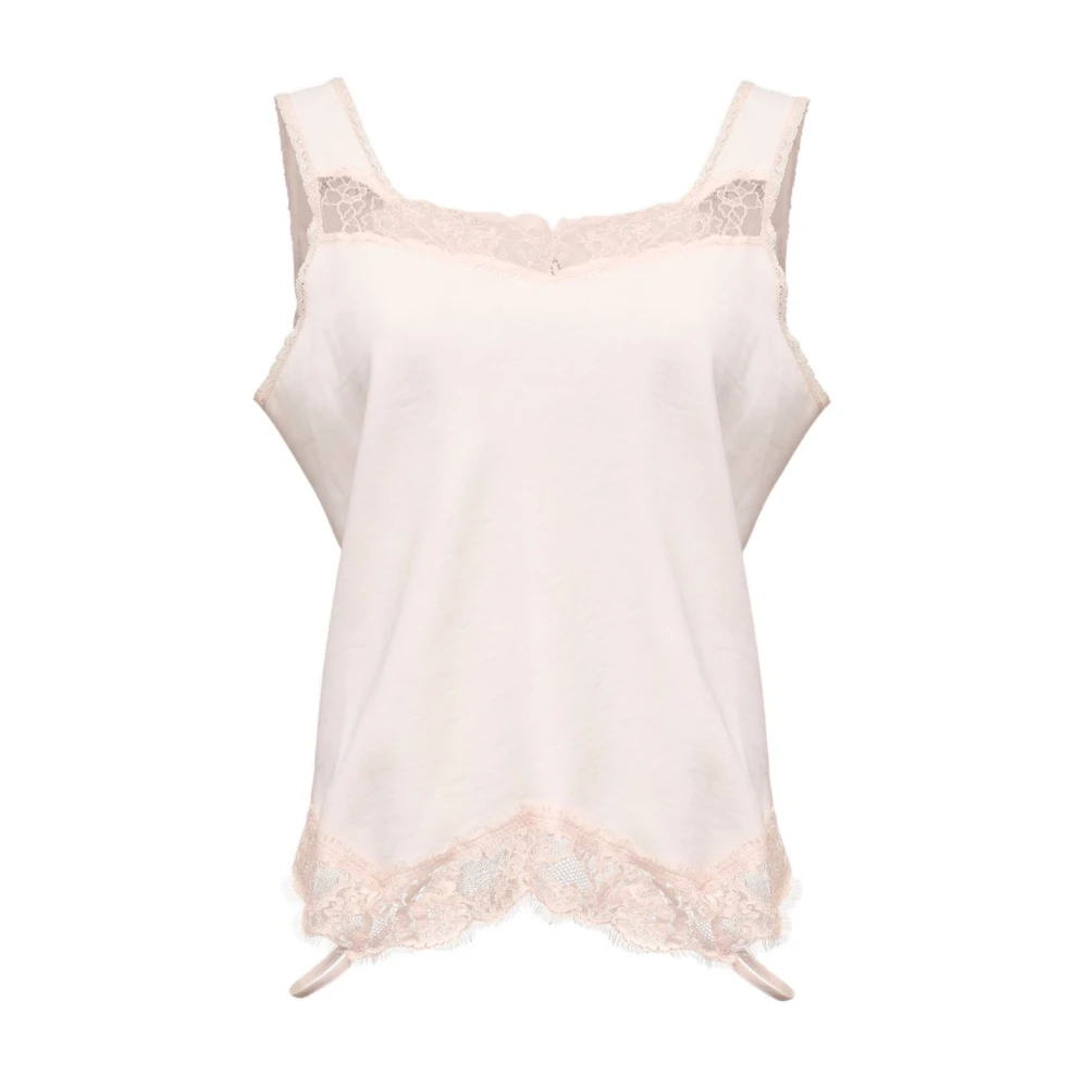 Mm6 Maison Margiela Damen Rosa - Camisole Mit Spitzensaum - Blouses & Shirts - S