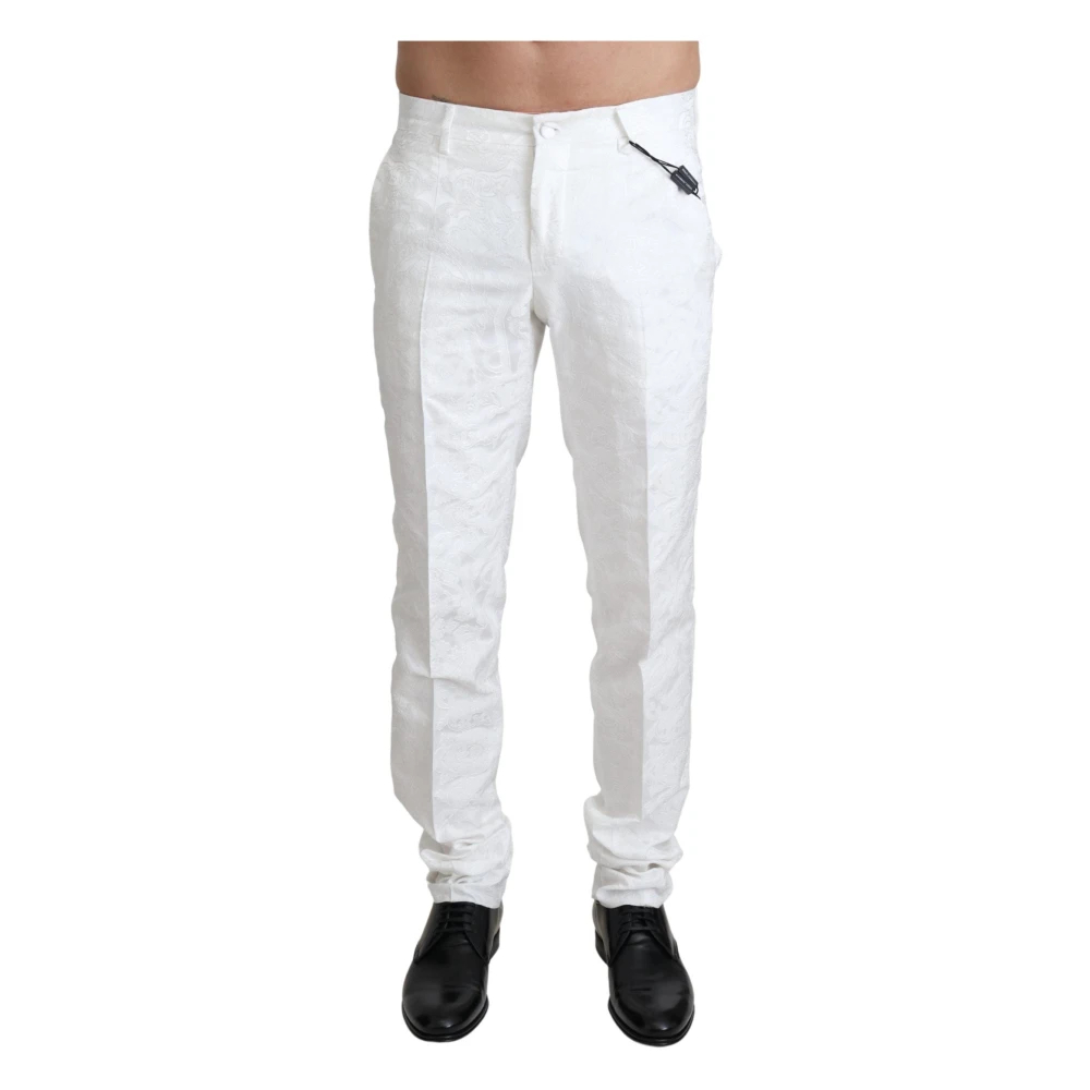 Dolce & Gabbana Herren Weiß - E Brokat-Jaquard-Kleidhose - Trousers - Xs