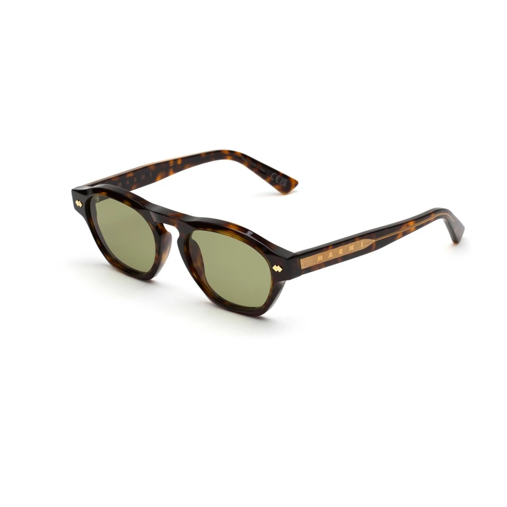 Marni Unisex Havanna 1X4 Yunari Dark Havana Sonnenbrillen Acetat Grün Geometrisch Normal - Bild 3