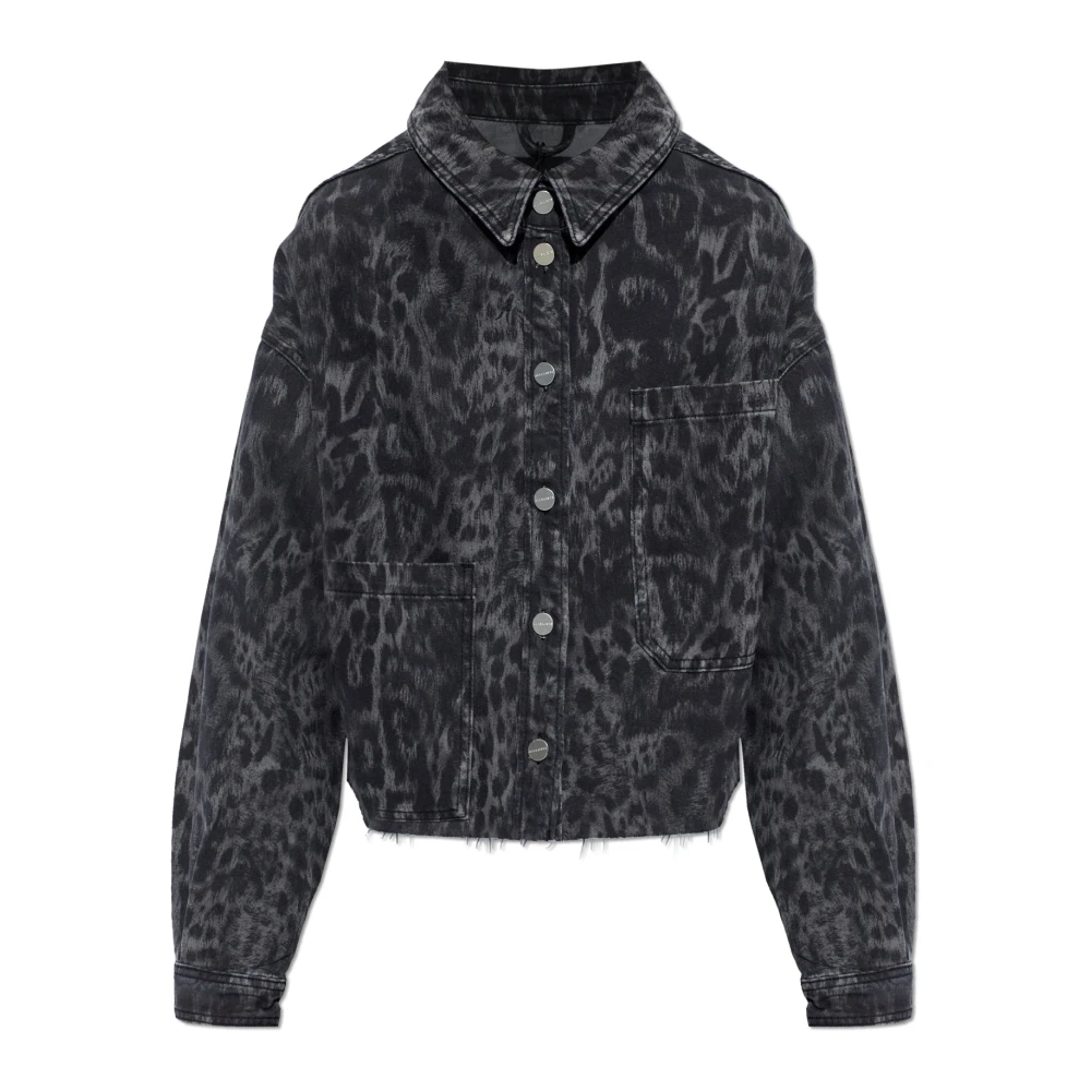 Allsaints Women's Nicky Denim Leopard Print Shacket Black Size L - Bild 4