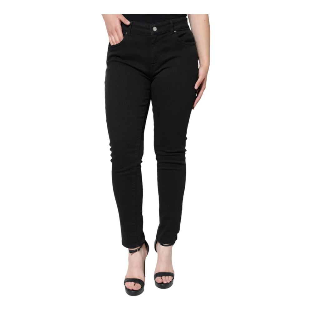 Dolce & Gabbana Damen Schwarz - E Skinny Denim Jeans Mit Logo - Jeans - K - Xl