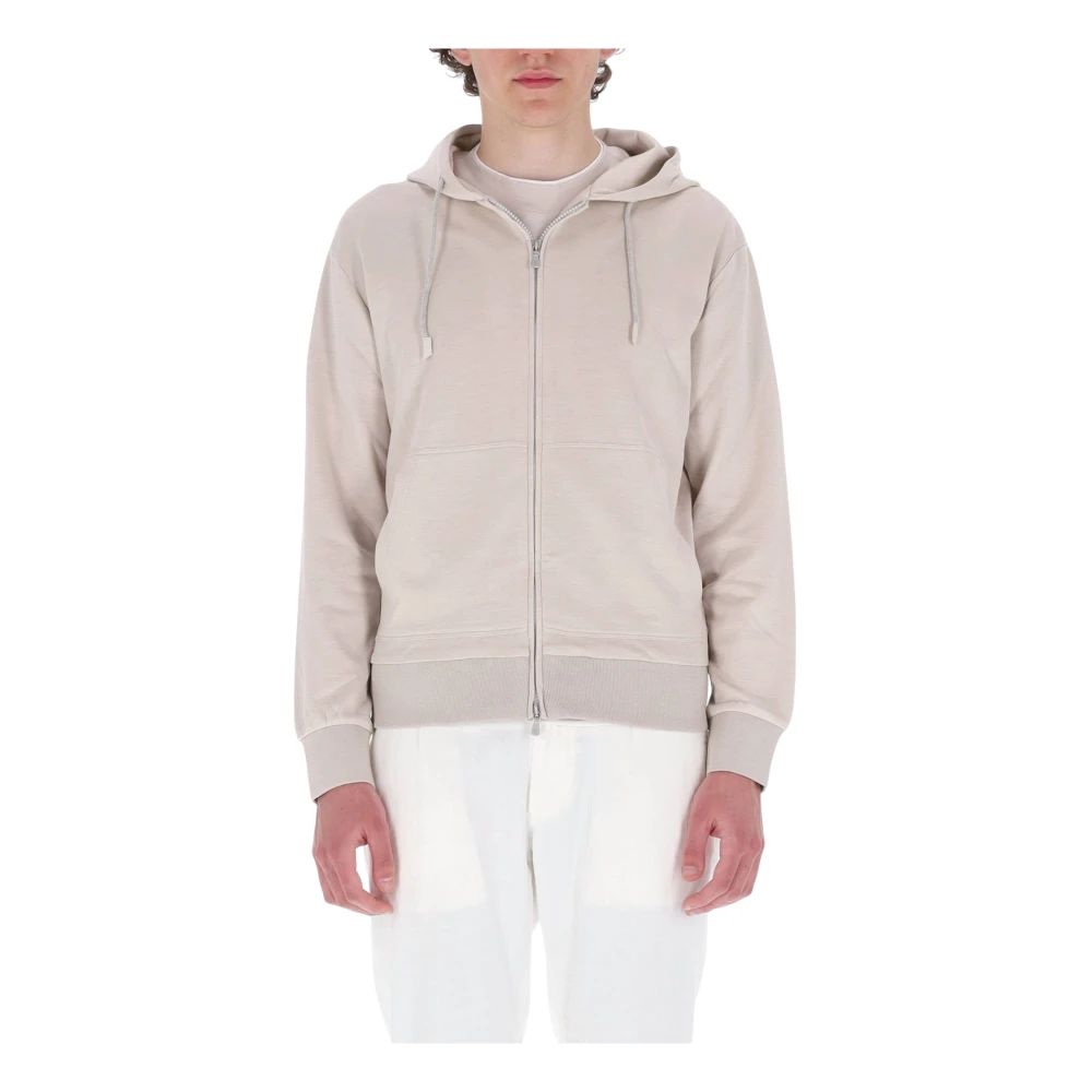 Eleventy Herren Beige - Kapuzen-Sweatshirt Mit Durchgehendem Reißverschluss - Sweatshirts & Hoodies - M