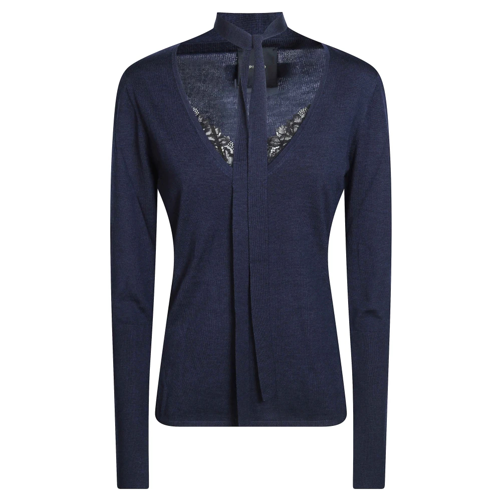 Pinko - V-Ausschnitt Strickware - Knitwear - Damen - Blau - Xs - Bild 6