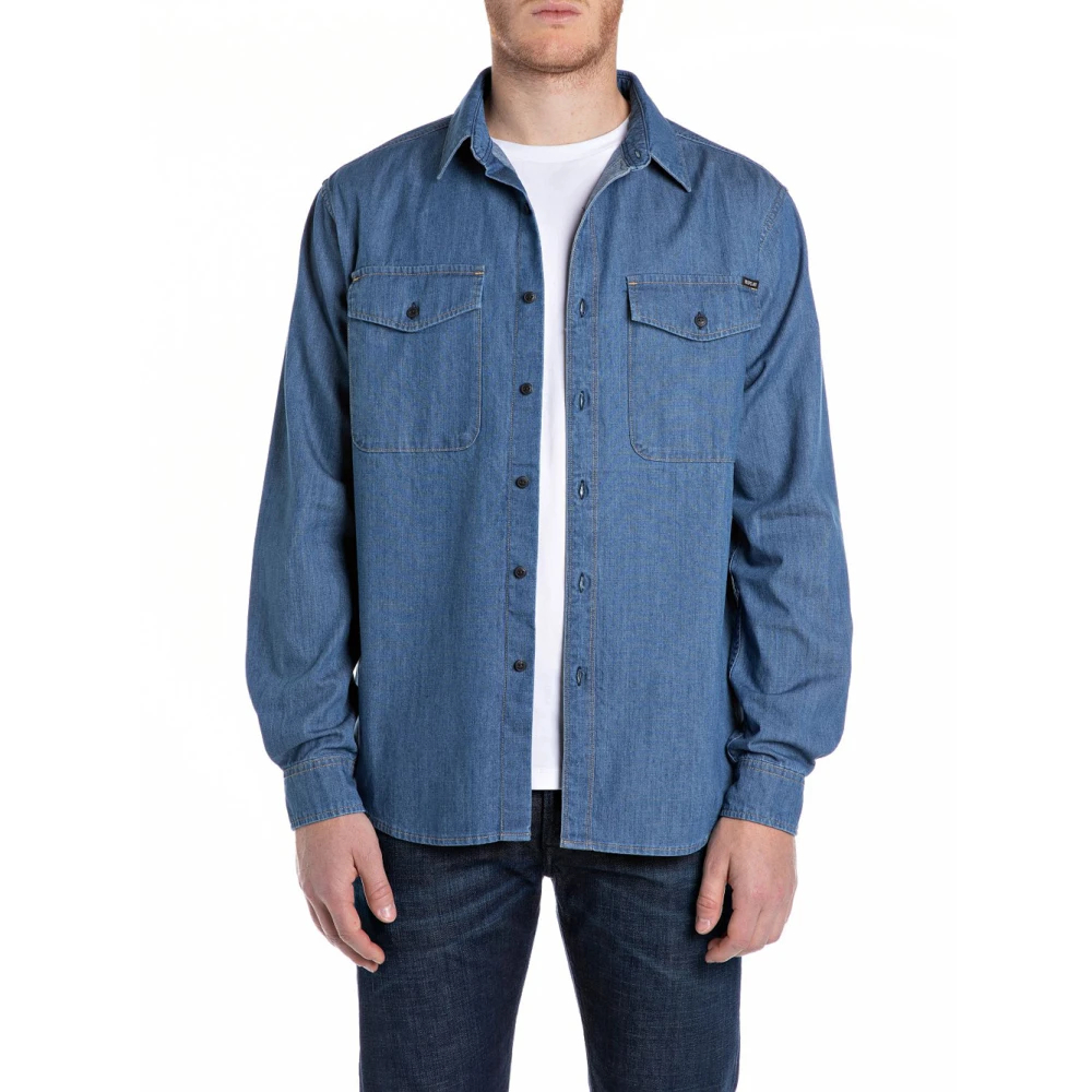 Replay - M4124 Denimhemd - Shirts - Herren - Blau - 2XL - Bild 7