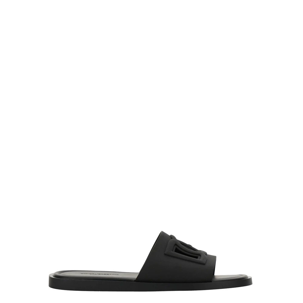 Dolce & Gabbana Herren Schwarz - Rubber Beachwear Sliders - Shoes - K - 47 Eu