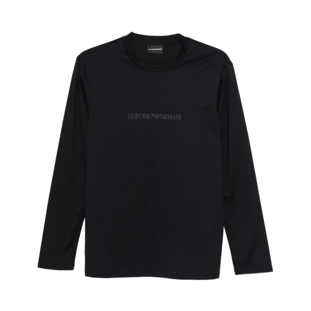 Emporio Armani Herren Schwarz - Langärmeliges Oberteil Mit Rundhalsausschnitt - Tops - K -L