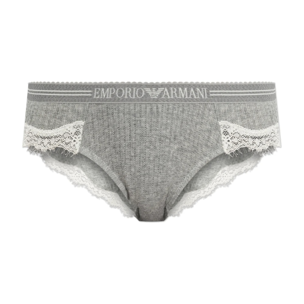 Emporio Armani Damen Grau - Slips Mit Spitzeneinsätzen - Underwear - L