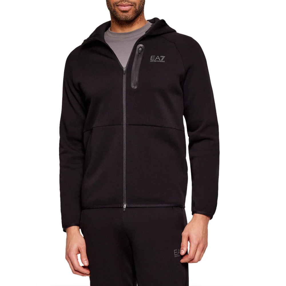Emporio Armani Ea7 Herren Schwarz - Sweatshirt Mit Durchgehendem Reißverschluss - Sweatshirts & Hoodies - K - 2XL