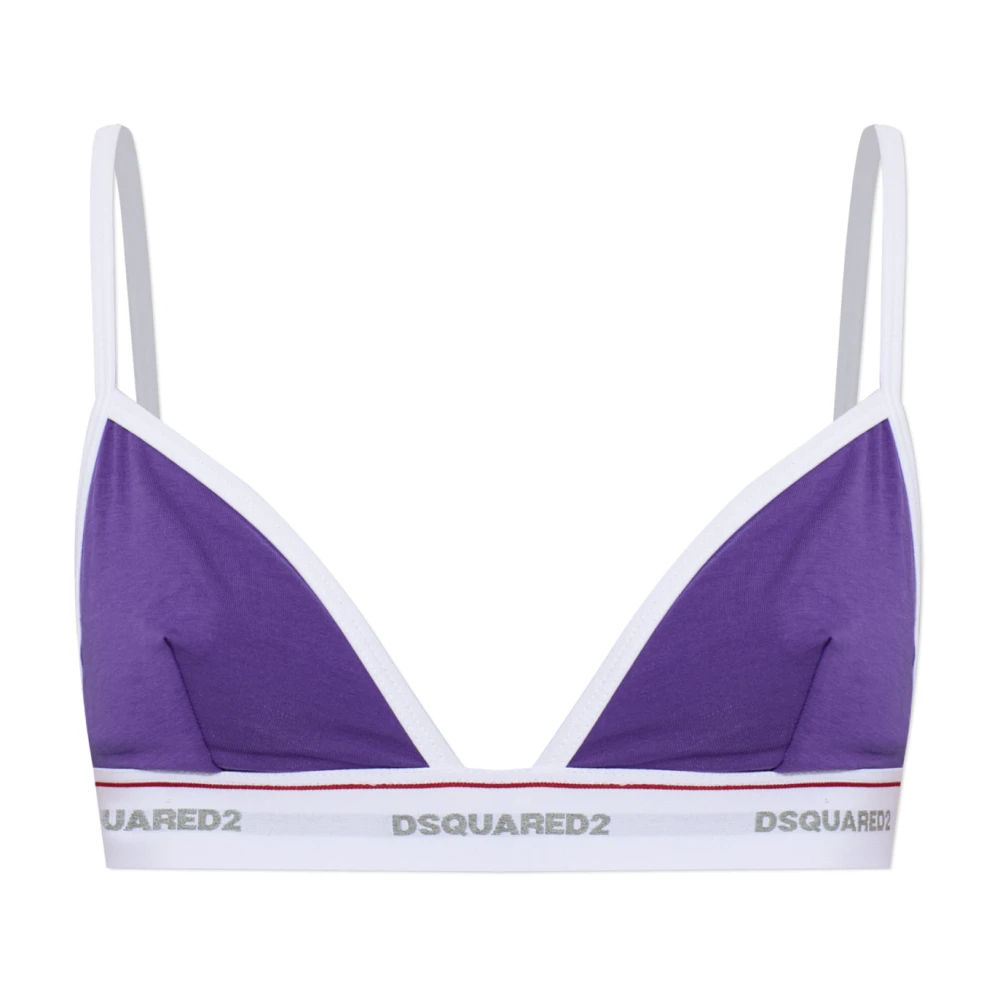 Dsquared2 Damen Violett - Logo Tape Triangle Bh - Underwear - Lila - 2XL
