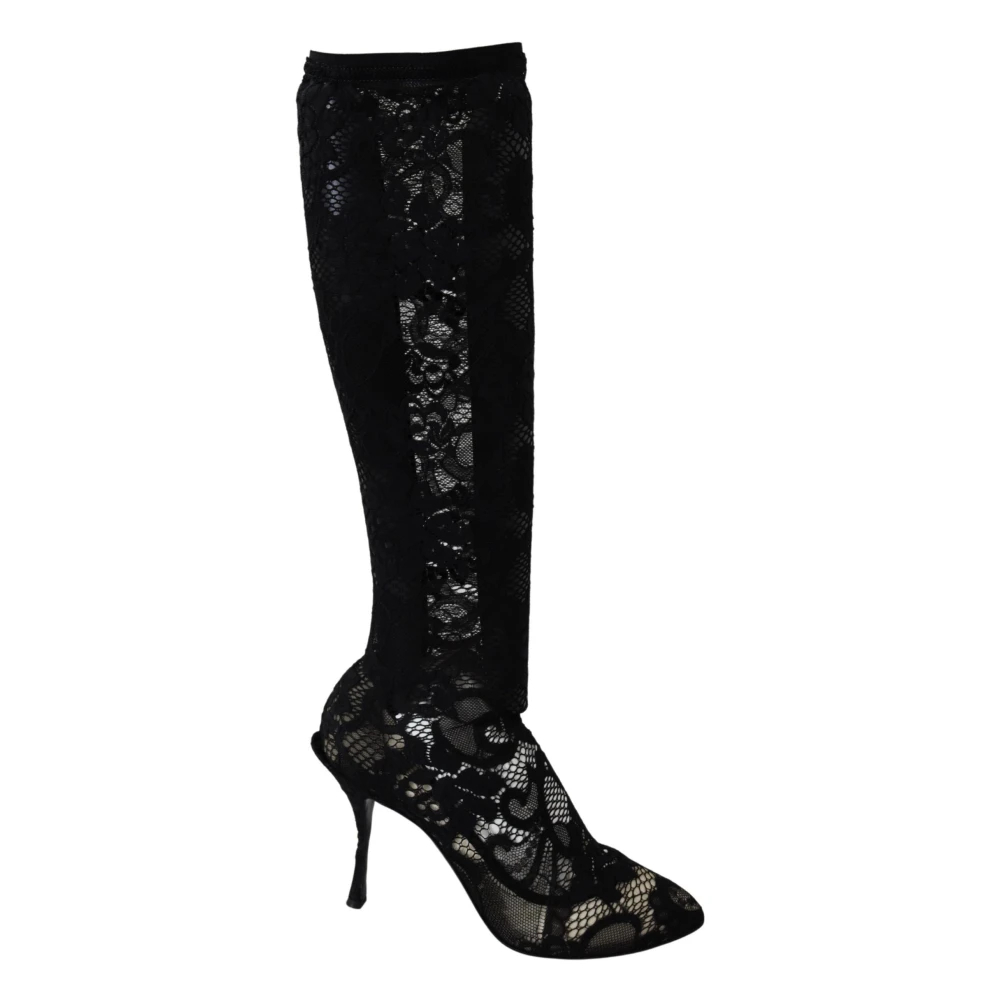 Dolce & Gabbana Damen Schwarz - Taormina Lace Sock Boots - Shoes - K - 36 Eu