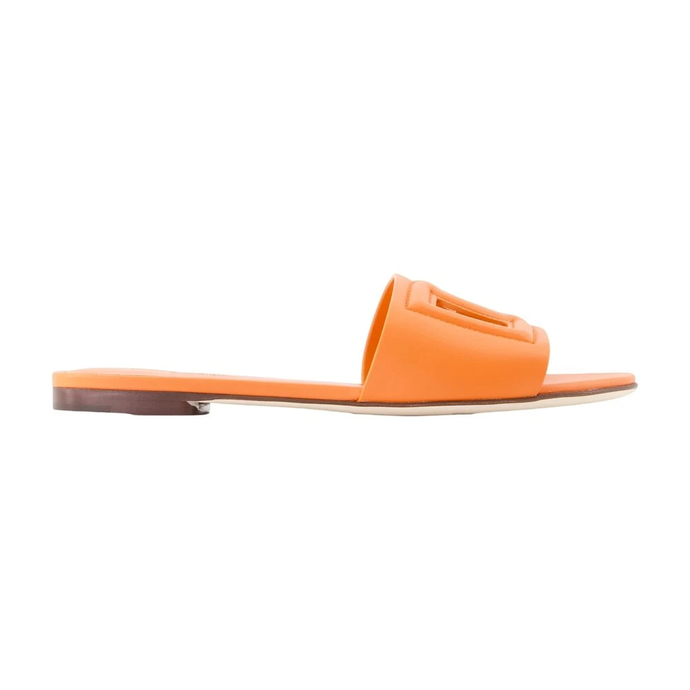 DOLCE & GABBANA | Orange calf leather slide sandals with DG logo | Women | 38 - Bild 4