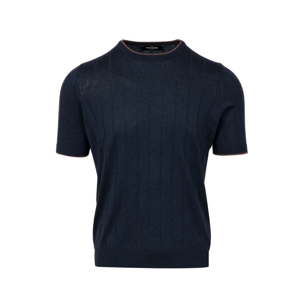 Gran Sasso Herren Blau - Rundhals-Kurzarmstrick - Knitwear - 3XL