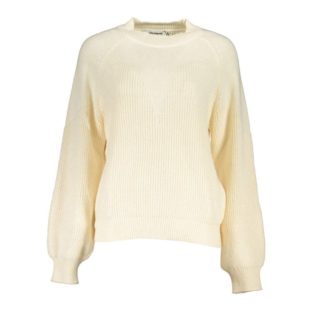 Desigual Damen Weiß Einfarbiger Pullover Transparenz, L - Bild 5