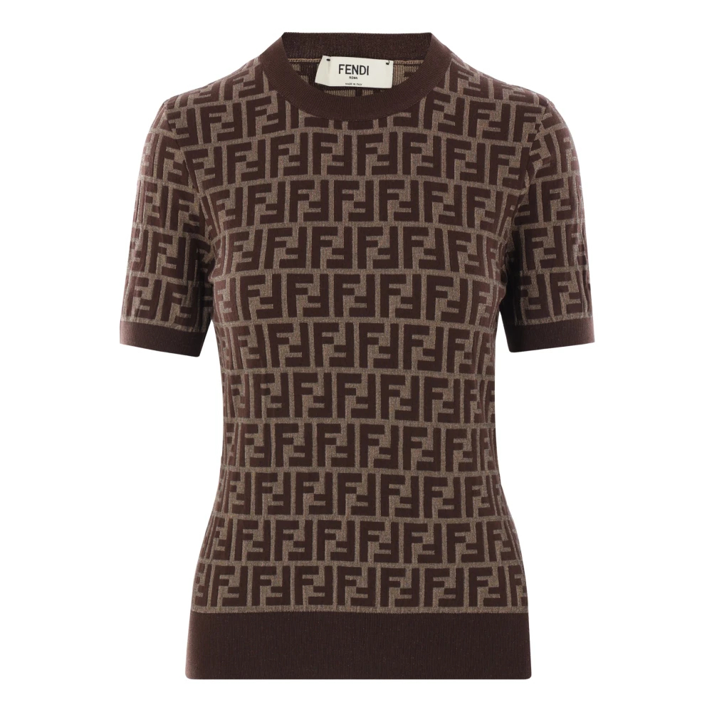 Fendi Damen Braun - Jacquard Strickpullover - Knitwear - 2XS