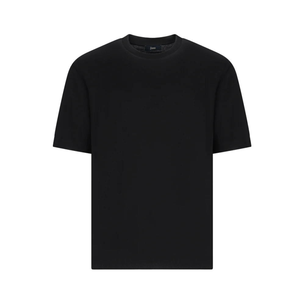 Herno Herren Schwarz - Jersey-Strick Kurzärmeliges T-Shirt Mit Rundhalsausschnitt - Tops - K - Xl