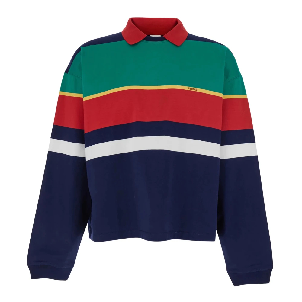 Versace Herren Multicolor - Gestreiftes Baumwoll-Jersey-T-Shirt - Knitwear - Mehrfarbig - Xl